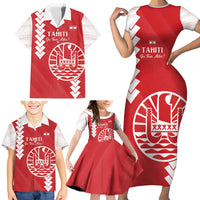 Custom Tahiti Football Family Matching Short Sleeve Bodycon Dress and Hawaiian Shirt Go Toa Aito