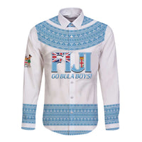 Custom Fiji Tapa Football Long Sleeve Button Shirt Go Bula Boy! LT14 Unisex White - Polynesian Pride