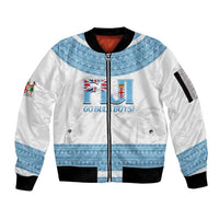Custom Fiji Tapa Football Sleeve Zip Bomber Jacket Go Bula Boy!