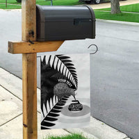 New Zealand Silver Fern Curling Personalised Garden Flag Aotearoa Kiwi Ponga Black White Version - Polynesian Pride
