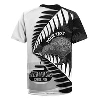 New Zealand Silver Fern Curling Personalised Rugby Jersey Aotearoa Kiwi Ponga Black White Version - Polynesian Pride