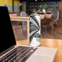 New Zealand Silver Fern Curling Personalised Skinny Tumbler Aotearoa Kiwi Ponga Black White Version - Polynesian Pride