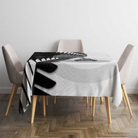 New Zealand Silver Fern Curling Personalised Tablecloth Aotearoa Kiwi Ponga Black White Version - Polynesian Pride
