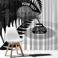 New Zealand Silver Fern Curling Personalised Window Curtain Aotearoa Kiwi Ponga Black White Version - Polynesian Pride