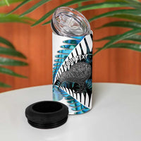 New Zealand Silver Fern Curling Personalised 4 in 1 Can Cooler Tumbler Aotearoa Kiwi Ponga Paua Shell Version - Polynesian Pride