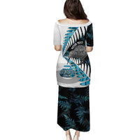 New Zealand Silver Fern Curling Personalised Family Matching Puletasi and Hawaiian Shirt Aotearoa Kiwi Ponga Paua Shell Version - Polynesian Pride