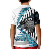 New Zealand Silver Fern Curling Personalised Kid Polo Shirt Aotearoa Kiwi Ponga Paua Shell Version - Polynesian Pride