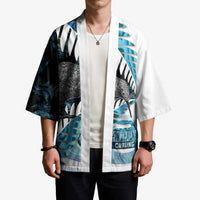 New Zealand Silver Fern Curling Personalised Kimono Aotearoa Kiwi Ponga Paua Shell Version - Polynesian Pride
