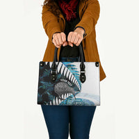 New Zealand Silver Fern Curling Personalised Leather Bag Aotearoa Kiwi Ponga Paua Shell Version - Polynesian Pride