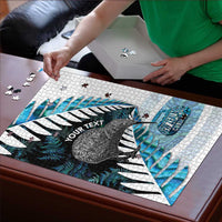 New Zealand Silver Fern Curling Personalised Puzzle Aotearoa Kiwi Ponga Paua Shell Version - Polynesian Pride