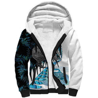 New Zealand Silver Fern Curling Personalised Sherpa Hoodie Aotearoa Kiwi Ponga Paua Shell Version - Polynesian Pride