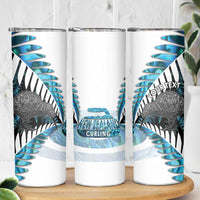 New Zealand Silver Fern Curling Personalised Skinny Tumbler Aotearoa Kiwi Ponga Paua Shell Version - Polynesian Pride