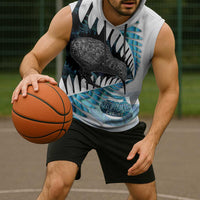 New Zealand Silver Fern Curling Personalised Sleeveless Hoodie Aotearoa Kiwi Ponga Paua Shell Version - Polynesian Pride