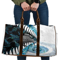 New Zealand Silver Fern Curling Personalised Travel Bag Aotearoa Kiwi Ponga Paua Shell Version LT14 Black - Polynesian Pride
