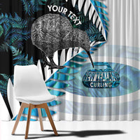 New Zealand Silver Fern Curling Personalised Window Curtain Aotearoa Kiwi Ponga Paua Shell Version - Polynesian Pride