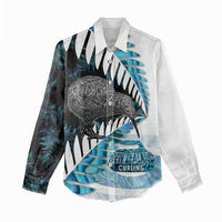 New Zealand Silver Fern Curling Personalised Women Casual Shirt Aotearoa Kiwi Ponga Paua Shell Version - Polynesian Pride