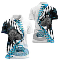 New Zealand Silver Fern Curling Personalised Women Polo Shirt Aotearoa Kiwi Ponga Paua Shell Version - Polynesian Pride