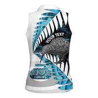 New Zealand Silver Fern Curling Personalised Women Sleeveless Polo Shirt Aotearoa Kiwi Ponga Paua Shell Version - Polynesian Pride