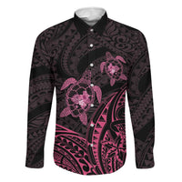 Pink Black Polynesia Floral Sea Turtle Family Matching Mermaid Dress and Hawaiian Shirt - Polynesian Pride
