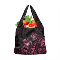 Pink Black Polynesia Floral Sea Turtle Grocery Bag LT14 1-pack One Size Black - Polynesian Pride