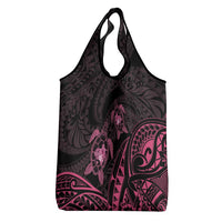 Pink Black Polynesia Floral Sea Turtle Grocery Bag LT14 - Polynesian Pride