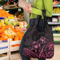 Pink Black Polynesia Floral Sea Turtle Grocery Bag LT14 - Polynesian Pride