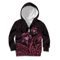 Pink Black Polynesia Floral Sea Turtle Kid Hoodie - Polynesian Pride