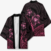 Pink Black Polynesia Floral Sea Turtle Kimono - Polynesian Pride