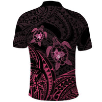 Pink Black Polynesia Floral Sea Turtle Polo Shirt - Polynesian Pride