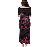 Pink Black Polynesia Floral Sea Turtle Puletasi - Polynesian Pride