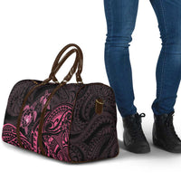 Pink Black Polynesia Floral Sea Turtle Travel Bag - Polynesian Pride