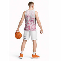 Pink White Polynesia Floral Sea Turtle Basketball Jersey - Polynesian Pride