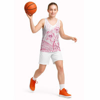 Pink White Polynesia Floral Sea Turtle Basketball Jersey - Polynesian Pride