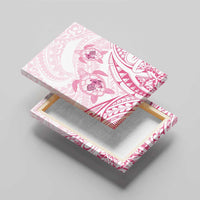 Pink White Polynesia Floral Sea Turtle Canvas Wall Art - Polynesian Pride