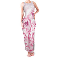 Pink White Polynesia Floral Sea Turtle Family Matching Tank Maxi Dress and Hawaiian Shirt - Polynesian Pride