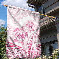 Pink White Polynesia Floral Sea Turtle Garden Flag - Polynesian Pride