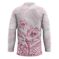 Pink White Polynesia Floral Sea Turtle Hockey Jersey - Polynesian Pride