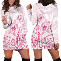 Pink White Polynesia Floral Sea Turtle Hoodie Dress - Polynesian Pride