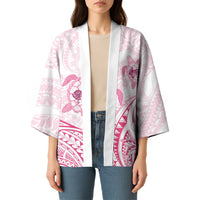 Pink White Polynesia Floral Sea Turtle Kimono - Polynesian Pride