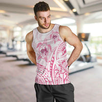 Pink White Polynesia Floral Sea Turtle Men Tank Top - Polynesian Pride