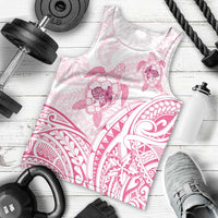 Pink White Polynesia Floral Sea Turtle Men Tank Top - Polynesian Pride