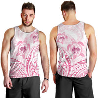 Pink White Polynesia Floral Sea Turtle Men Tank Top - Polynesian Pride