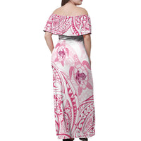 Pink White Polynesia Floral Sea Turtle Off Shoulder Maxi Dress LT14 - Polynesian Pride