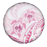 Pink White Polynesia Floral Sea Turtle Spare Tire Cover - Polynesian Pride