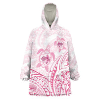 Pink White Polynesia Floral Sea Turtle Wearable Blanket Hoodie - Polynesian Pride