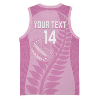Custom New Zealand Silver Fern Rugby 2025 Basketball Jersey All Black Aotearoa Maori Pink - Polynesian Pride