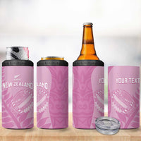 Custom New Zealand Silver Fern Rugby 2025 4 in 1 Can Cooler Tumbler All Black Aotearoa Maori Pink