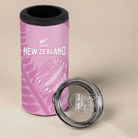 Custom New Zealand Silver Fern Rugby 2025 4 in 1 Can Cooler Tumbler All Black Aotearoa Maori Pink