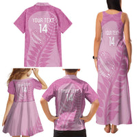 Custom New Zealand Silver Fern Rugby 2025 Family Matching Tank Maxi Dress and Hawaiian Shirt All Black Aotearoa Maori Pink