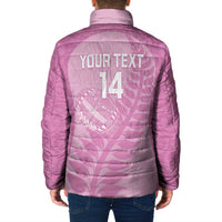Custom New Zealand Silver Fern Rugby 2025 Padded Jacket All Black Aotearoa Maori Pink - Polynesian Pride